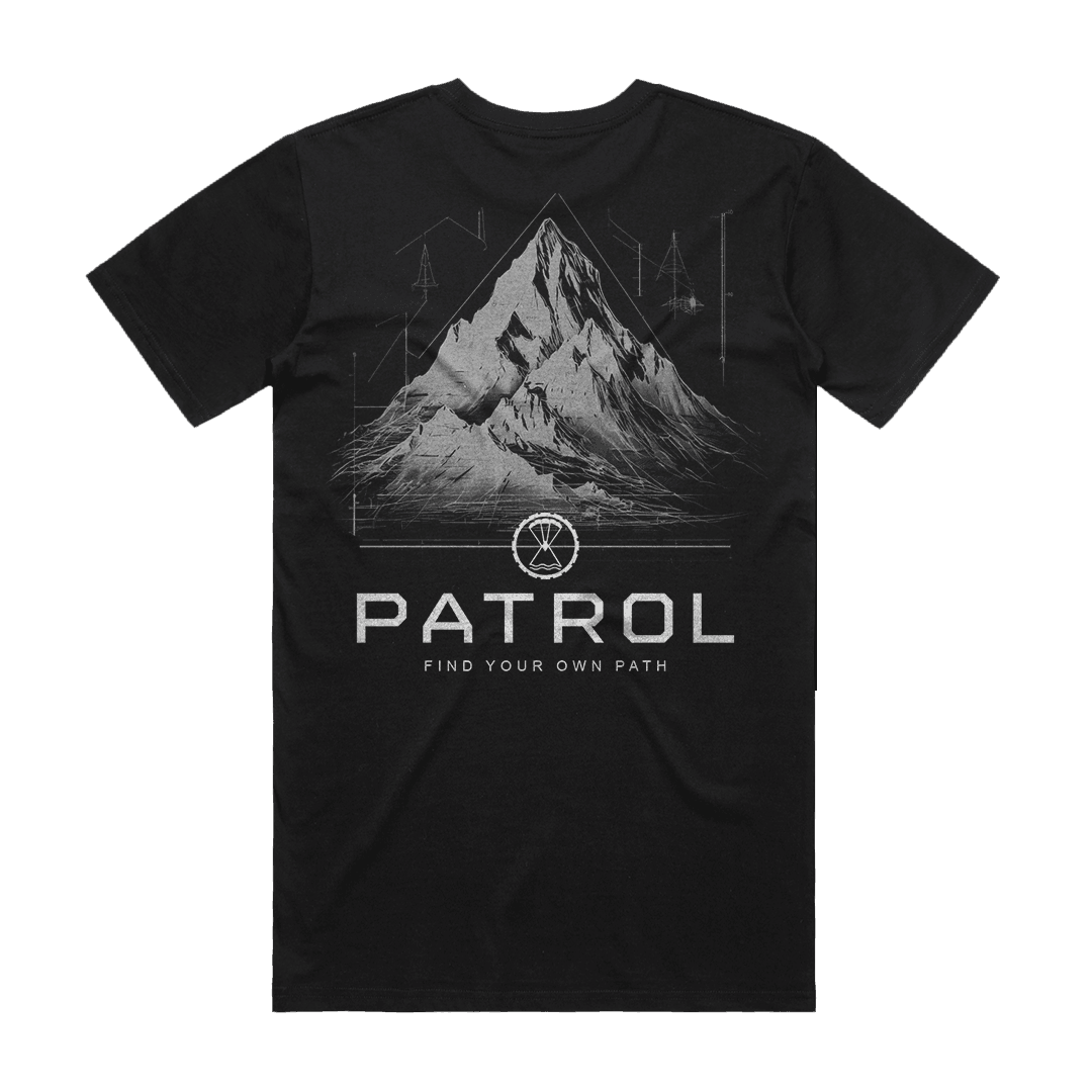 Patrol Mountain Blueprint Tee back, Unisex 100% cotton tee, outdoor clothing
